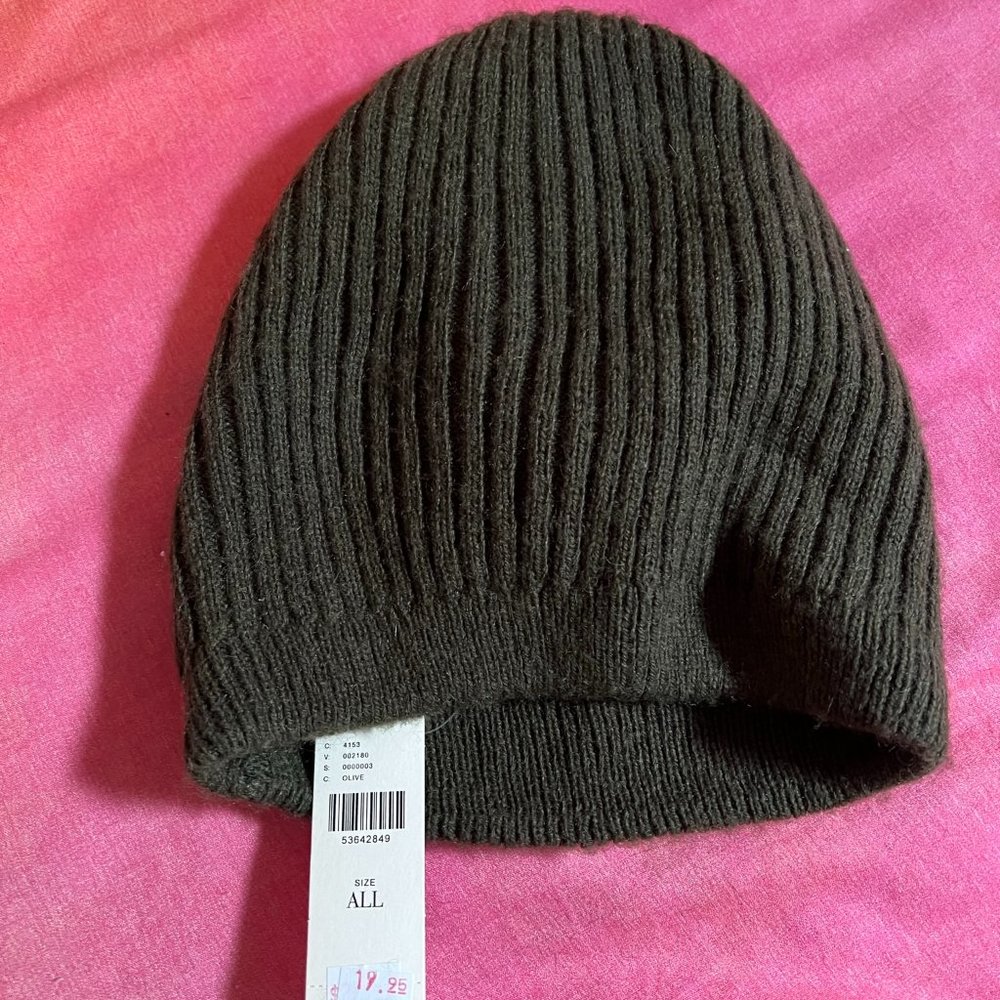NWT Anthropologie slouchy beanie, olive OS